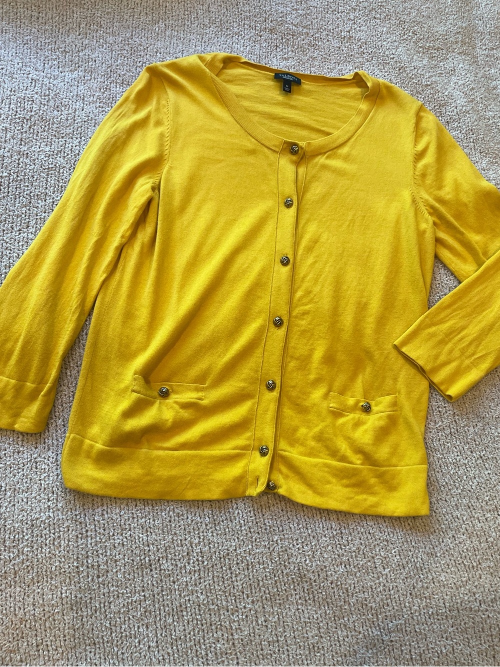 Talbots Bright Yellow Button-Front Cardigan - size medium